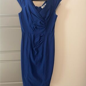 Elegant Blue Cap Sleeve Dress